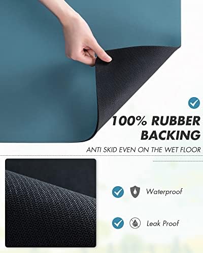 AMOAMI-Coffee Mat Hide Stain Rubber Backed Absorbent Dish Drying Mat for Kitchen Counter-Coffee Bar Accessories Fit Under Maker Machine Pot Espresso Machine Dish Rack Blue - Image 5