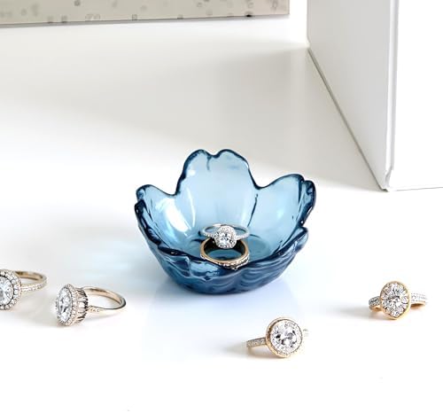 Crystal Blue Flower Ring Dish Jewelry Tray - Image 4