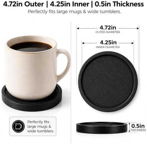 MinBoo Bamboo Coasters for Coffee Table Set of 6 Coasters for Drinks Absorbent with Holder Coffee Table Decor for Tabletop Protection Gifts for House Warming New Home & Wedding - Image 2