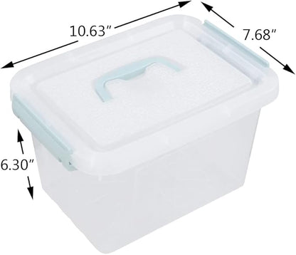 Pekky Plastic Storage Bin with Handle, Clear Latching Tote, 6 Quart, 6 Packs