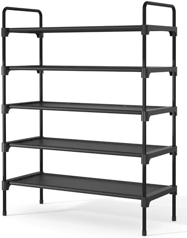 Kitsure Shoe Rack for Closet, Shoe Storage, 27.6" Wide - 5 Tiers, Black by Kitsure