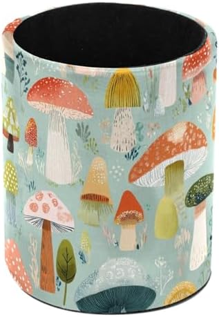 Faux Leather Pen Holder for Desk, Pencil Organizer Mushroom Pen Cup Desk Decor Makeup Brush Holder Storage for Office Home by DragonBtu