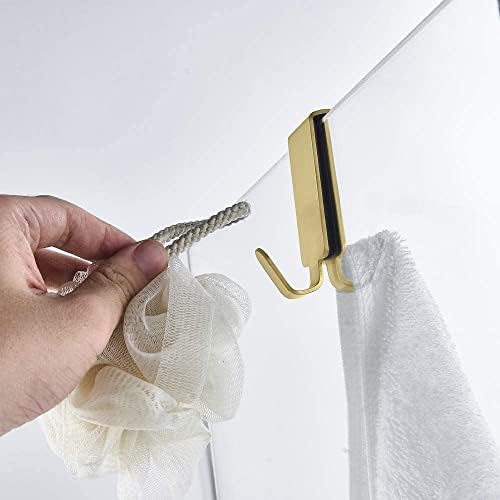Double Hooks for Glass Shower Door, Towel Hooks Over The Bathroom Glass Wall 0.31-0.39in, Stainless Steel, Gold 4 Pack - Image 7