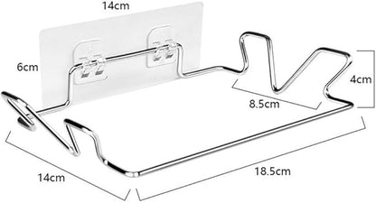 Cupboard Door Plastic Bag Holder with Metal Hanger for Over Door Use, Rubbish Bin Bag Holder Stainless Steel for Home Organization