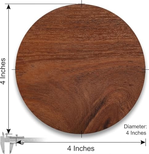 Acacia Wood Coasters for Coffee Table, Drink Protection Decor (Round, Set of 6) - Image 3