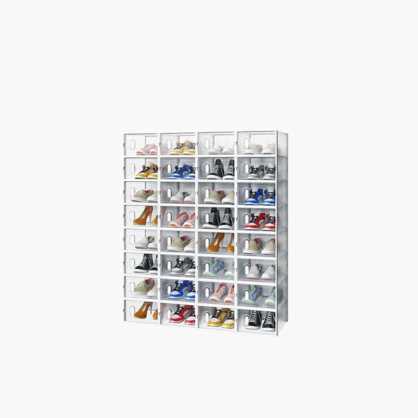 White, Small Size, 32PCS, 33 * 23 * 14cm, Shoe Box, Plastic Mesh, Freely Combinable