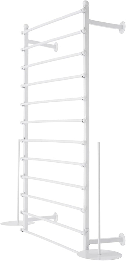 DYRABREST Wall Mounted Ribbon Organizer Rack, Metal Wrapping Paper Organizer Storage, Removable 12-Tier Hijab Organizer, 50lbs Load Capacity for Home, Craft Room, Flower Shop (White, 31.5 x 47.2 in)