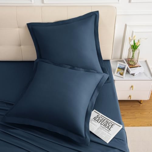 Homiest Dark Teal Euro Sham Covers 22x22 Inch, Set of 2, Wide Flange - Image 4