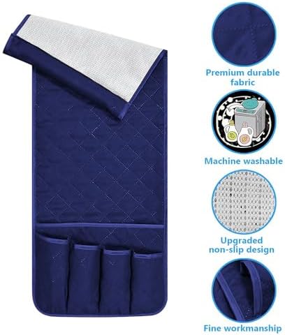 Armchair Caddy for Recliner, Non Slip Sofa Arm Organizer, Deep Blue - Image 3