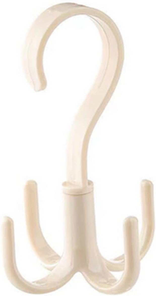 Space Saving Rotated Hanger Hooks Wardrobe Clothes Rack Hanger Organizer Bag Hanger Shoes Belt Scarf Hanging Rack Closet Hanger (Beige)