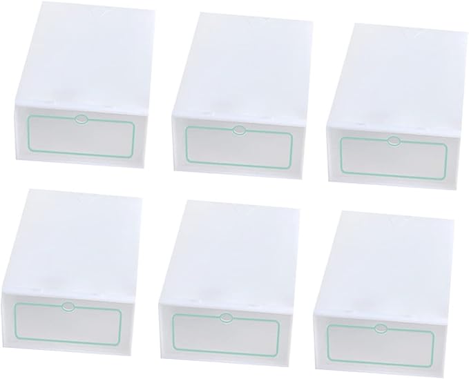 Outanaya 12pcs Thickened Transparent Stackable Plastic Shoe Storage Boxes White Shoe Organizer for Closet Entryway under Bed Use