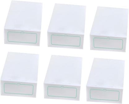 Outanaya 12pcs Thickened Transparent Stackable Plastic Shoe Storage Boxes White Shoe Organizer for Closet Entryway under Bed Use