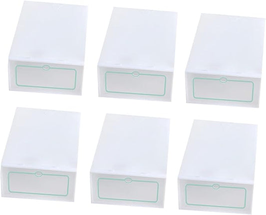 Outanaya 12pcs Thickened Transparent Stackable Plastic Shoe Storage Boxes White Shoe Organizer for Closet Entryway under Bed Use