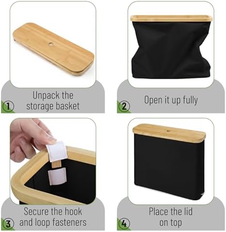 BAMBOO LAND- Toilet Paper Storage with Bamboo Lid for 12 Rolls, Black, Waterproof Bamboo Toilet Paper Holder Basket - Image 5