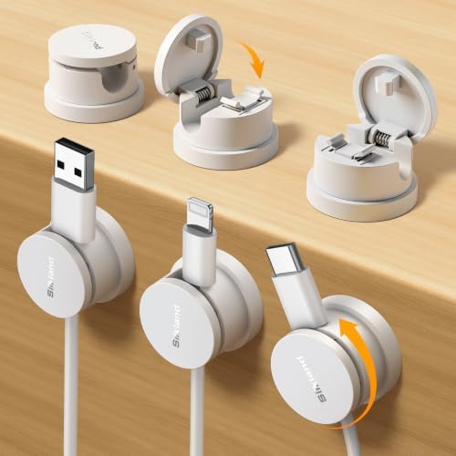 Silkland 6 Pack Snap-Lock Cable Clips, 360° Rotatable Cord Holder for Desk by Silkland