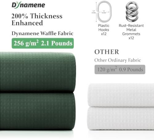 Dynamene Extra Wide Waffle Shower Curtain 256 GSM Fabric 84x72 Dark Green - Image 5