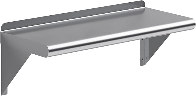 AmGood 10 in. x 24 in. Stainless Steel Wall Shelf | NSF | Metal Shelving | Garage, Laundry, Storage, Utility Room | Restaurant, Commercial Kitchen