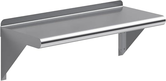 AmGood 10 in. x 24 in. Stainless Steel Wall Shelf | NSF | Metal Shelving | Garage, Laundry, Storage, Utility Room | Restaurant, Commercial Kitchen