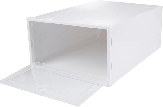 6pcs Stackable Transparent Shoe Storage Boxes with Drawer Design Thickened PP Plastic Organizer for Sneakers Heels Boots Protective Versatile White Frame Containers for Closet and