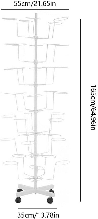Hats Stand Display, 7 Tiers Rotating Hat Display White Rack Standing Metal Hat Rack Floor Caps Headwear Rack for Caps, Wigs & Hats