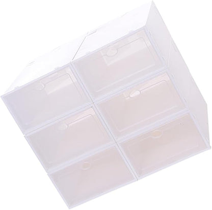 6pcs Stackable Shoe Container Thickened Plastic Shoe Storage Case for Women Organized Storage for Spaces White Design