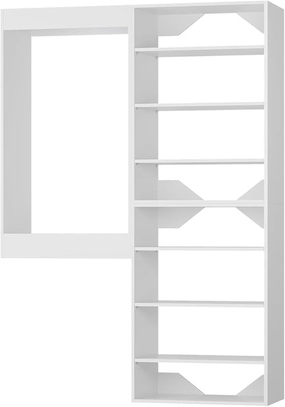 Modular Closet System, 46" Wide Organizer With Towers and Hanging, Wood Tower Storage for Walk In Closets, Wall Mounted Wardrobe Kit, Bedroom, White