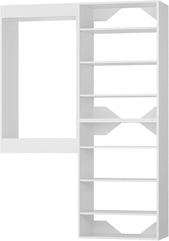 Modular Closet System, 40" Wide Closet Organizer System with Towers and Hanging, Wood Closet Tower Storage for Walk In Closets, Wall Mounted Wardrobe Organizer Kit System, Bedroom, White