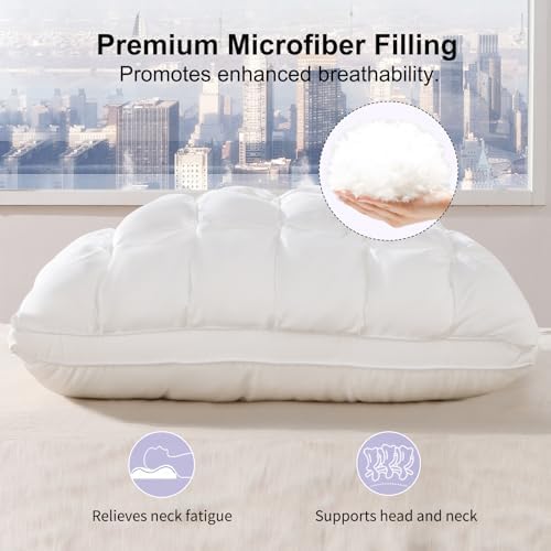 YOUR MOON Soft Pillows King Size for Sleeping, Support Bed Pillows, Fluffy Down Alternative Pillow, Luxury Hotel Gel King Pillows for Side Sleeping (White) - Image 2