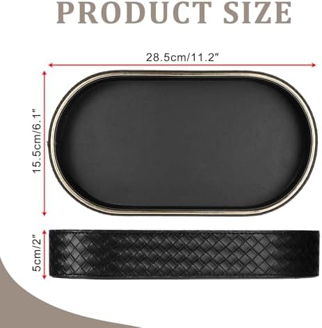 Key Tray for Entryway Table PU Leather Nightstand Organizer,Black - Image 3