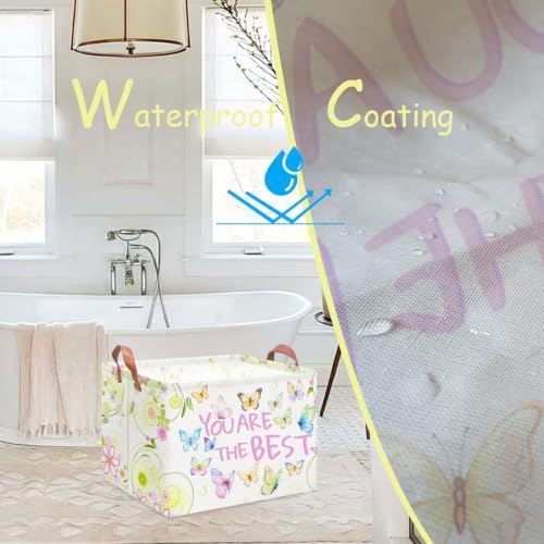 NTAOHAMPER Rectangular Storage Basket Empty,Storage Bin with Handles,Room Decor,Gift Basket,Book Box(Blessing Butterfly) - Image 3