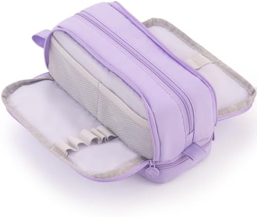 CICIMELON Large Capacity Pen Pencil Case with 4 Compartments, Multi-Slot Pencil Pouch Bag Aesthetic School Supplies Organizer for Teen Girls, Women, Adults (Purple) by CICIMELON