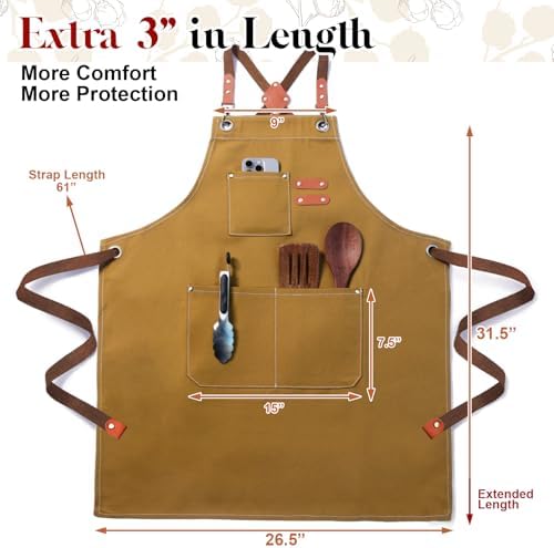 Chef Cotton Canvas Apron for Men Women with Pockets - Image 2
