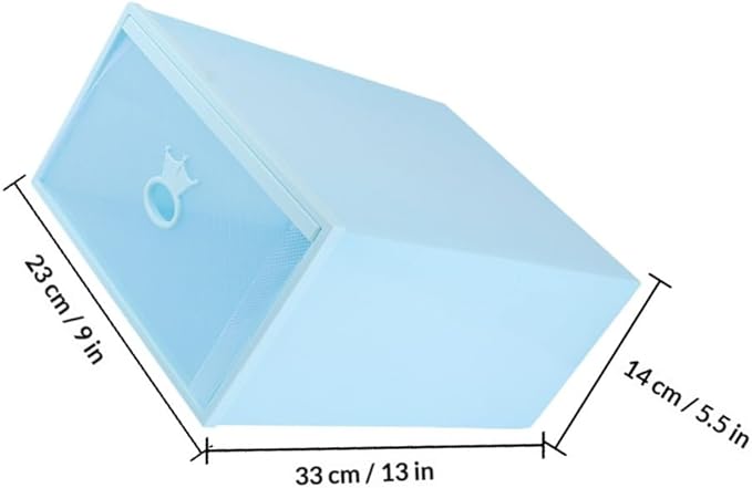 Transparent Thickened Plastic Shoe Box with Drawer-style Design Stackable Transparent Window Organizer for Men and Women Blue Frame Storage Container for Sneakers and Boots