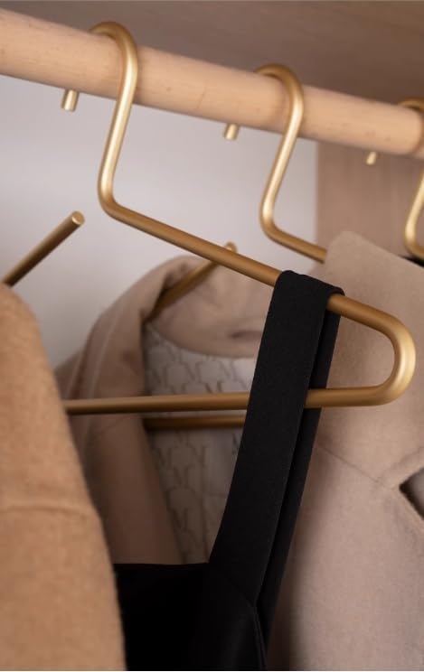 Premium Matte Gold Aluminum Coat Hangers 6 Piece Set, 16.5” Extra Smooth & Durable Metal Shirt Dress Hanger,Aluminum Alloy Hanger,Clothing Support,Clothing Hang