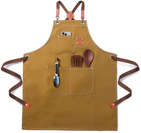 Chef Cotton Canvas Apron for Men Women with Pockets by Unknown