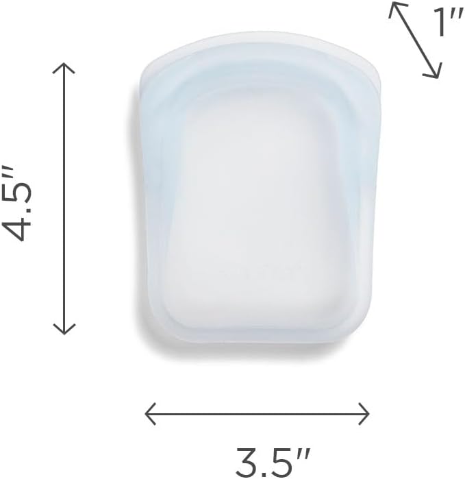 Stasher Silicone Reusable Storage Bag, Pocket Bags 2-Pack, Microwave, Dishwasher, Oven Safe, Sous Vide, Eco Friendly, Leak-free, Food-safe Silicone Snack Bags for Travel, 4 oz, Clear & Aqua