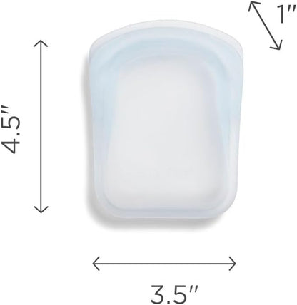 Stasher Silicone Reusable Storage Bag, Pocket Bags 2-Pack, Microwave, Dishwasher, Oven Safe, Sous Vide, Eco Friendly, Leak-free, Food-safe Silicone Snack Bags for Travel, 4 oz, Clear & Aqua