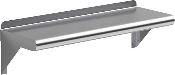 AmGood 8 in. x 24 in. Stainless Steel Wall Shelf | NSF | Metal Shelving | Garage, Laundry, Storage, Utility Room | Restaurant, Commercial Kitchen
