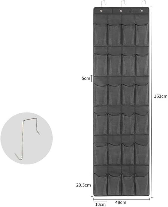 Over Door Shoe Rack with 24 or 28 Pockets, Hanging Shoe Organiser for Closet Storage, Space Saver for Shoes Slippers Belts Scarves Accessories, White Gray(24 Pocket gray)