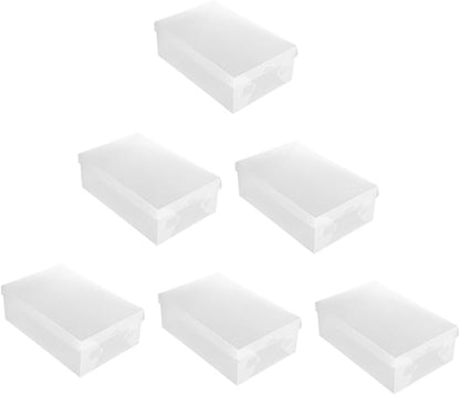 TOYANDONA 6PCS Transparent Shoe Boxes Plastic Stackable Storage Containers for Home and Shop Organization