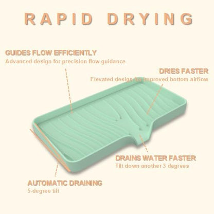 Silicone Soap Dish with Drainer | Quick-Dry Holder for Sponge, Dispenser, Scrubber, Bottle and Cup | for Kitchen, Shower and Bathroom (Light Green, Large, 1 Pack)