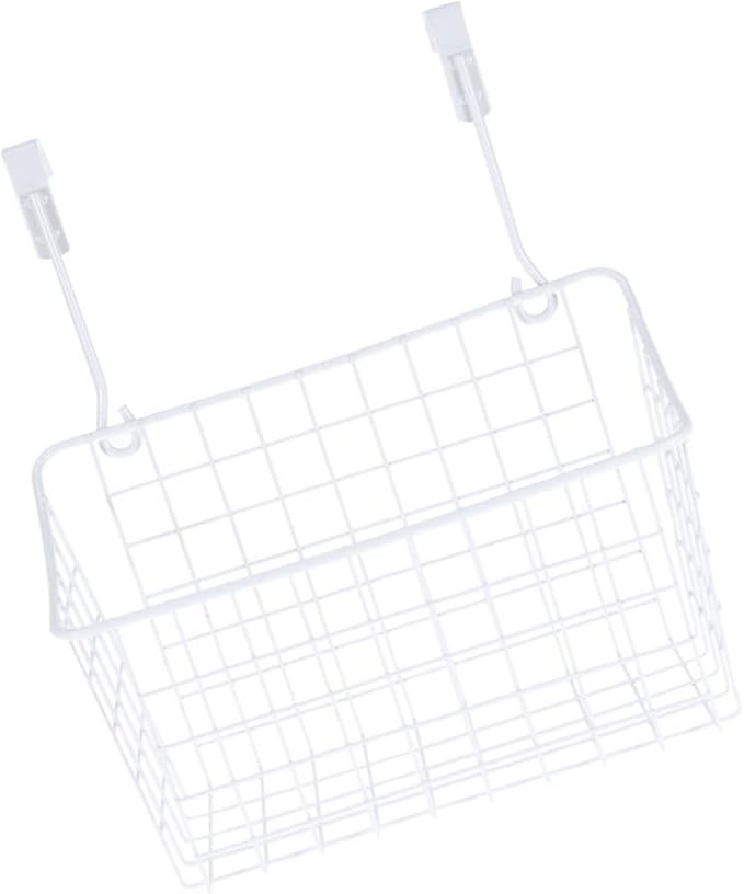 Ciieeo White Hanging Cabinet Storage Basket Organizer for Kitchen Bathroom Office Over Door Rack Holder with Ventilated Rust Resistant Coating Easy Install Storage for Cabinets and
