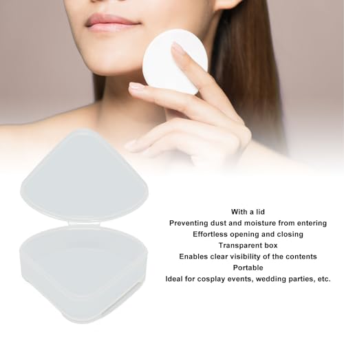 5pcs Makeup Sponge Holder Case, Plastic Makeup Container Case for Bead Capsules, Triangle Powder Puff Storage Box with Transparent Lid