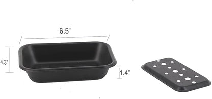 Joy Choice 6.5" Farmhouse Soap Dish with a Tray -Black Metal Soap Dish for Bathroom, Tub and Kitchen, Farmhouse Sponge Holder for Kitchen Sink (Black)