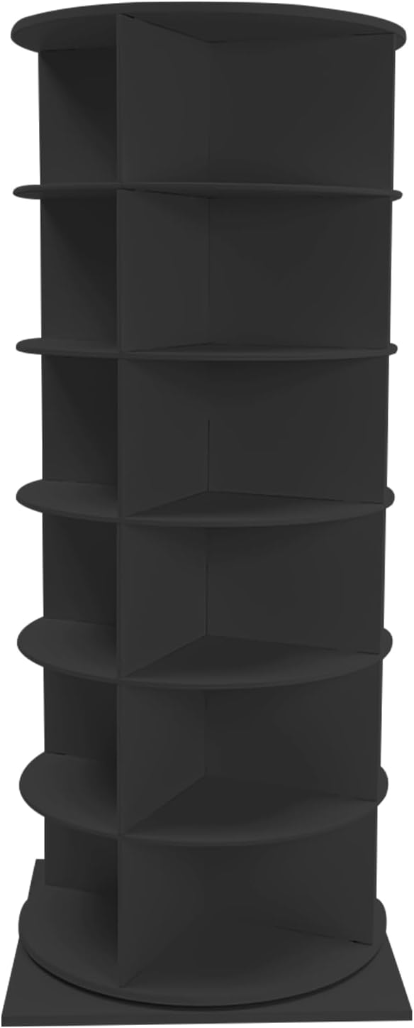 360° Rotating Shoe Rack Tower - Spinning Shoe Organizer for Entryway, Free Standing Lazy Susan Shoe Rack (6 Tiers 23.62 * 23.62 * 56.2in Black)