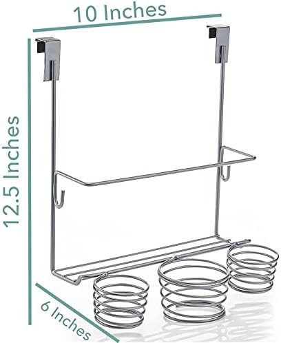 Home Intuition Hair Styling Station Organizer, Over The Cabinet Door (Silver)