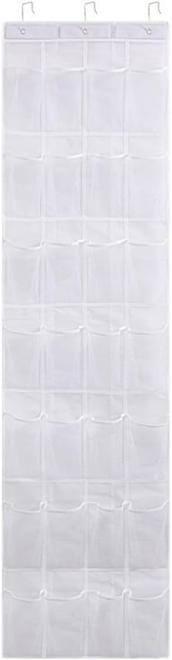 Hanging Over Door Shoe Organizer with 24 or 28 Pockets Storage Rack for Shoes Slippers Belts Scarves Accessories Home Space Saver(28Pocket white)