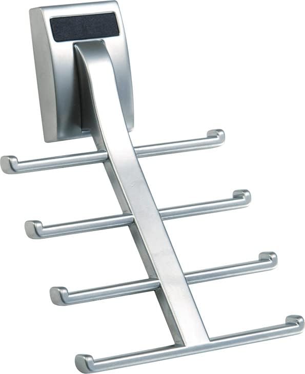 TAG Hardware Premium Space Saving Eight Tie Storage Hook Cleat Mount Organizer Rack for Home and Business (MATT Aluminum)
