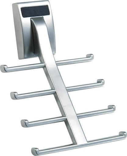 TAG Hardware Premium Space Saving Eight Tie Storage Hook Cleat Mount Organizer Rack for Home and Business (MATT Aluminum)