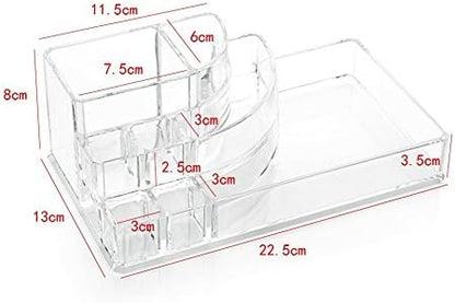 Kamay's Large 8 Compartments Circular-arc Multifunction Transparent Acrylic Desktop Cosmetic Display Stand Case For Lipstick Makeup Brush Nail polish Essential oil (SF-1118)